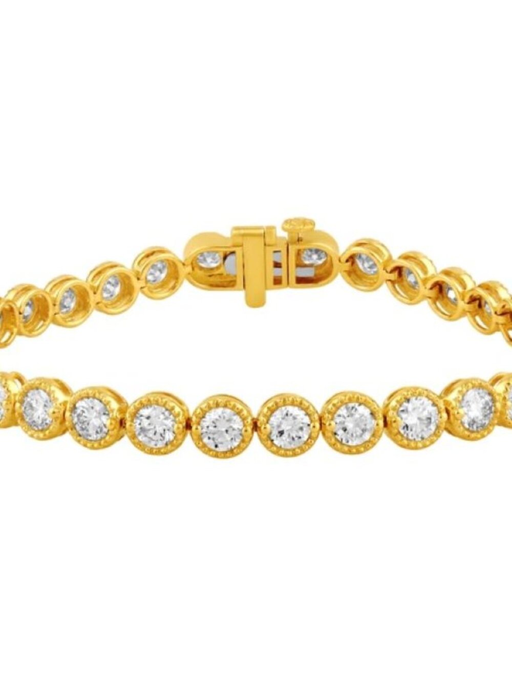 7.00 Carat Natural Diamond Bezel Bracelet 14K Yellow Gold 7''